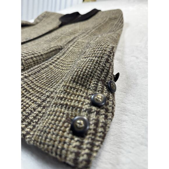 Paul Costelloe Dressage Wool Tweed Blazer Mocha Check Velvet Collar SZ 6 Regal - Picture 3 of 12